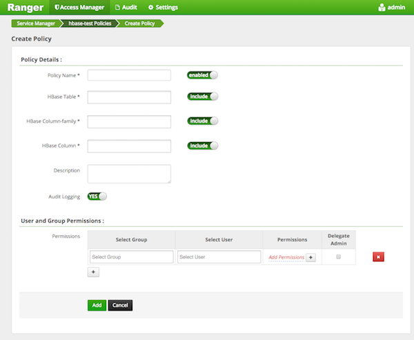 HBase Policy Creation Console
