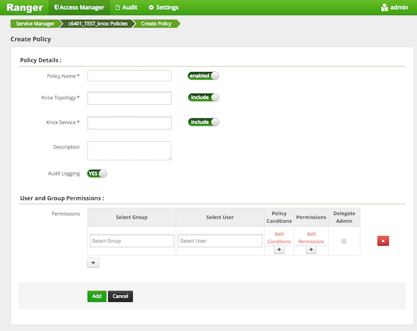 Knox Policy Creation Console