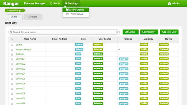 Users/Groups List with Users tab active