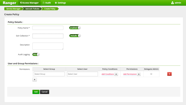 Solr Policy Creation Console
