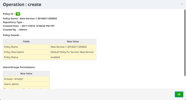 Audit>Operation : create example